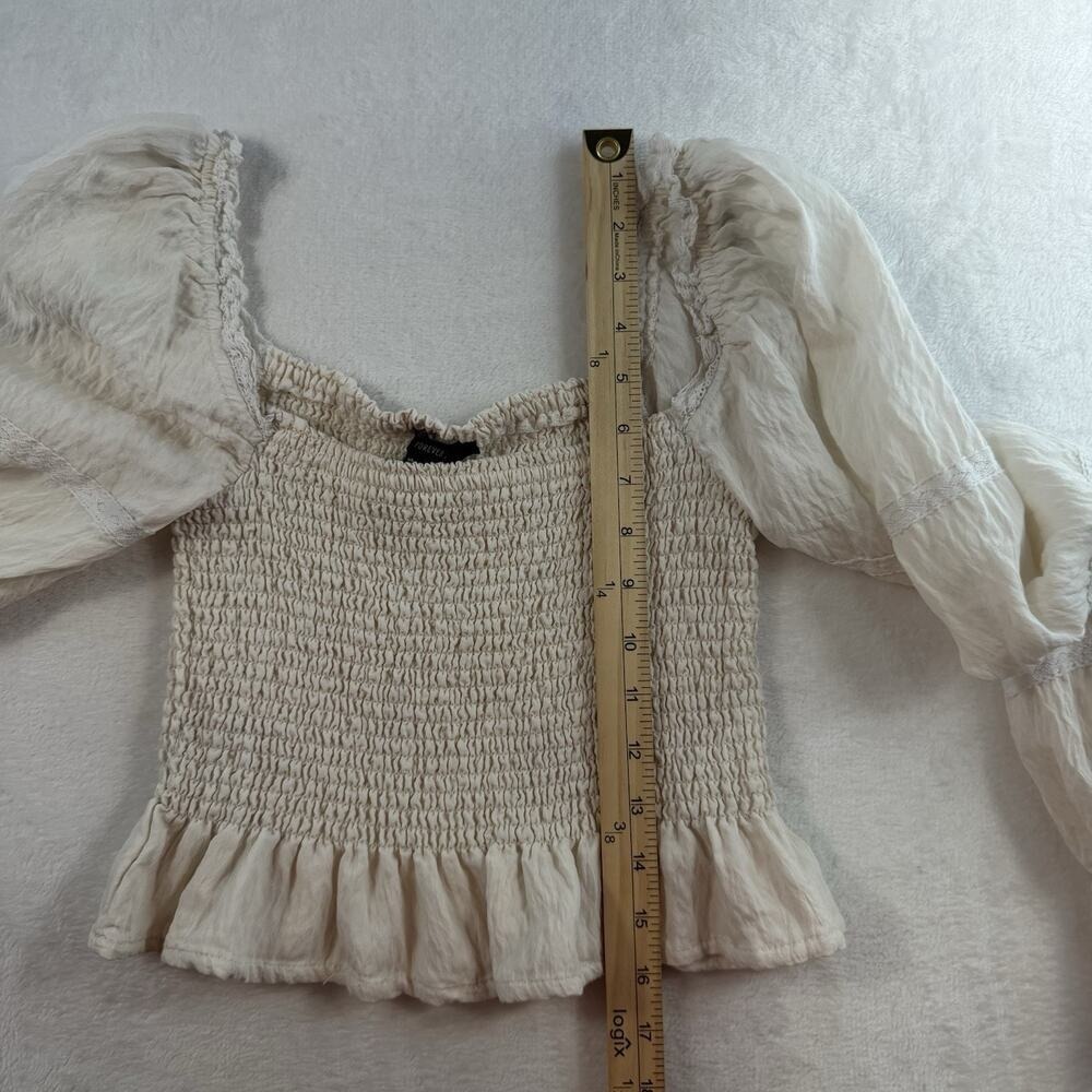 Milkmaid Sz S Top Cottagecore Coquette Babydoll Peasant Smocked Balloon Sleeve - Picture 10 of 12